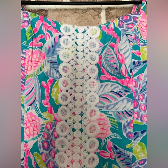 LILLY PULITZER Sz 6 SHELLI LACE CROCHET SHEATH STRETCH DRESS TURTLE WAVE - Picture 5 of 11